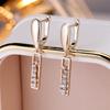 Cute Female White Zircon Stone Hoop Earrings Luxury Gold Color Wedding  For Women