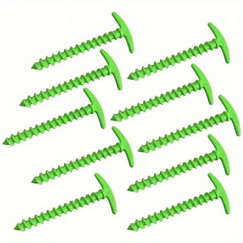 

10 шт./уп. Колышки для палатки для кемпинга на открытом воздухе, грунтовые гвозди, винтовые анкерные колышки, колышки для пешего туризма, штифты для палатки, аксессуары для палатки 10PCS зелёный