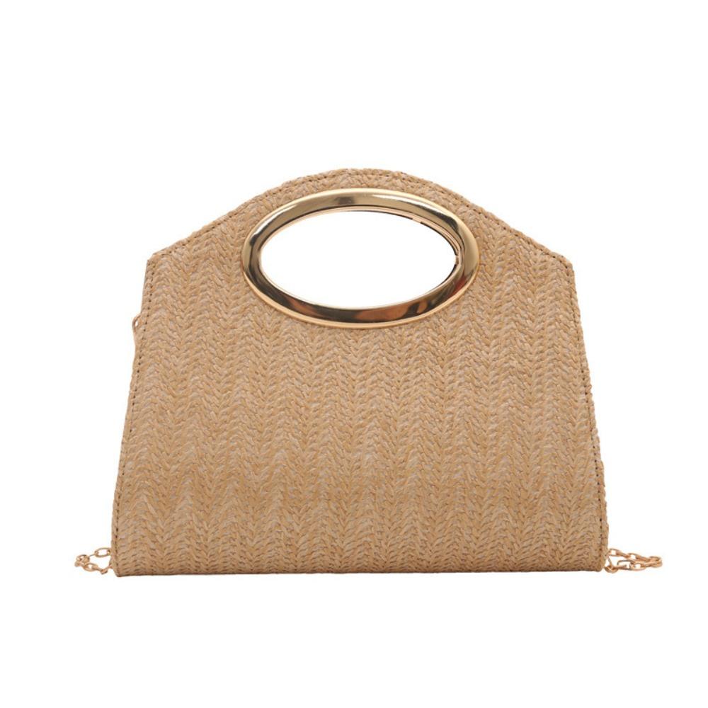Grass Straw Bag Large Capacity Clutch Bag Simple Woven Handbag Outdoor хаки