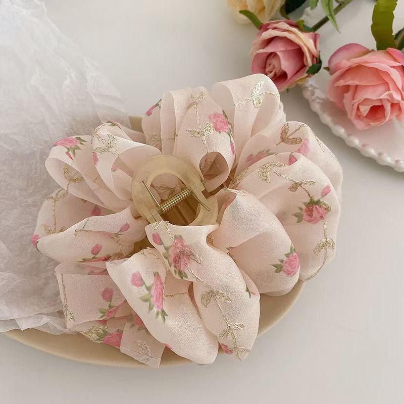 Luksusowa damska spinka do włosów kok z chmurką i kokardą – Duży dodatek typu szczęka rekina