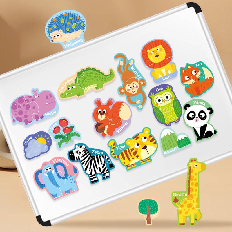 Children's Educational Magnetic Blackboard & Refrigerator Puzzle with 26 Alphabet Letters, Animal Shapes, and Numbers.
