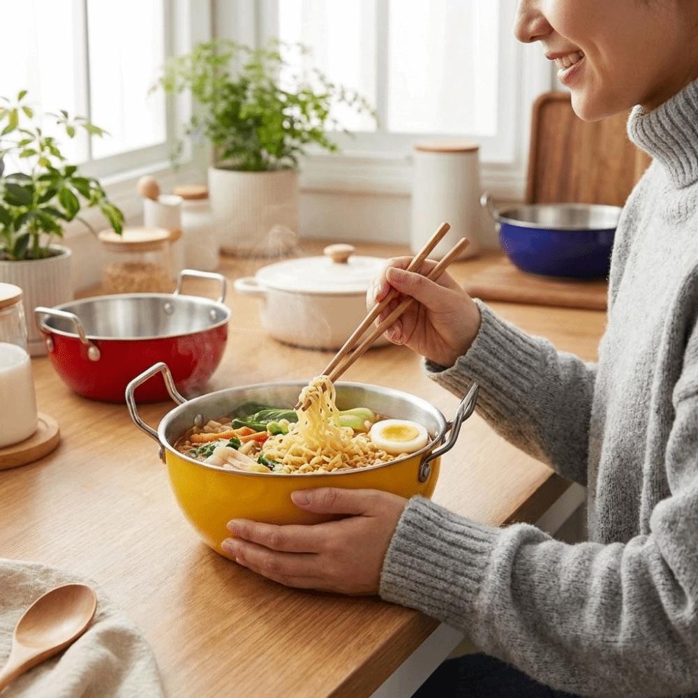 Food Grade Dual Handle Bowls Stainless Steel Kitchen Cooking Bowls Instant Noodle Bowl Kitchen