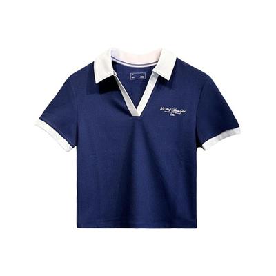 Letter Splicing Soft Comfortable Breathable Versatile Polo Short Sleeve T-Shirt Women T-Shirts APLV300-3