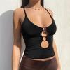 Solid Color Hollow Exposed Navel Slim Sling Pure Color Cutout Sling