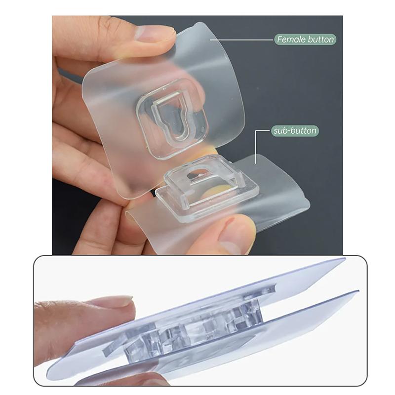 1-10Pairs Double-Sided Adhesive Wall Hooks Transparent Suction Cup Sucker Hooks Bedroom Kitchen Multi-Purpose Organizer Holders