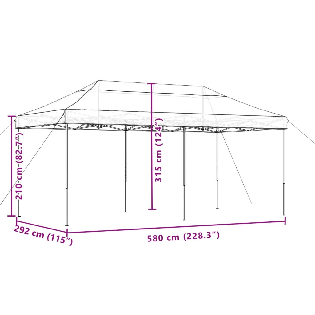 Foldable Pop Up Party Tent Beige 580 X 292 X 315 Cm