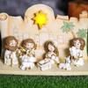 Miniature Nativity Figurine Cartoon Manger Group Catholic Christian Holy Family Sculpture  Bedroom