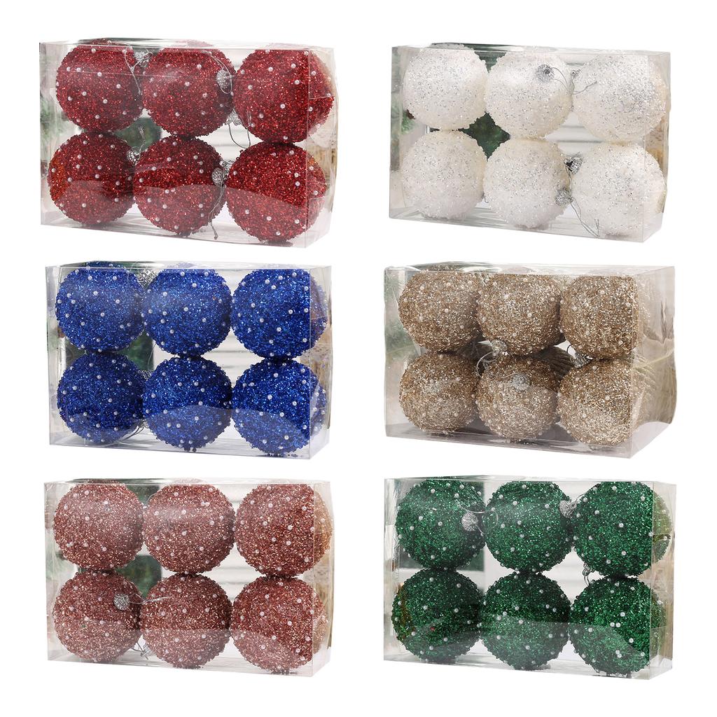 Foam Christmas Tree Ball Pendants 6pcs/box Hanging Christmas Ball Pendant Ornament Christmas Baubles Balls Ornaments