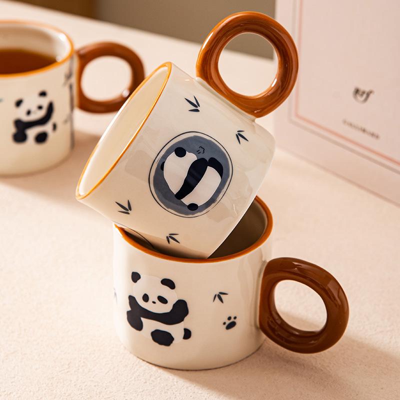 Creative Gift Panda Mug Cute National Treasure High Pretty Ceramic Coffee Cup Office Handmade Cup Household Cup