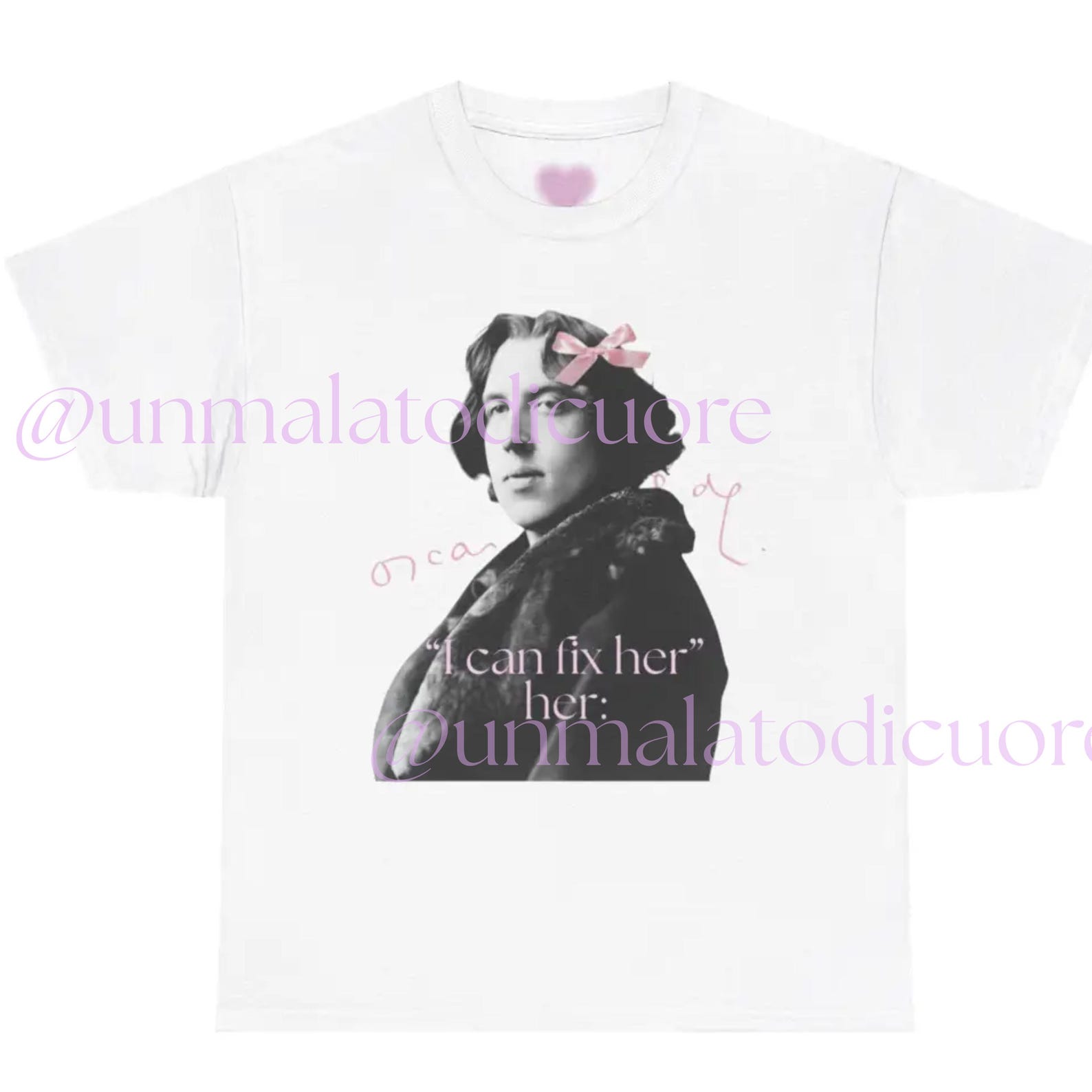 Oscar Wilde Shirt,  I can fix her , Classic Literature Lover, English Literature, Cute Coquette T-Shirt, Gift for Bookworms, Literary Shirt L