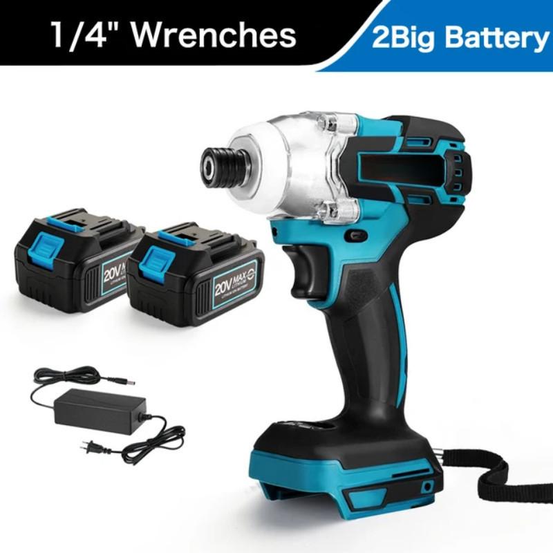 18V Brushless Drill Rechargeable 1/4 Square Drive Wrench Power Tool Cordless Electric Impact Wrench