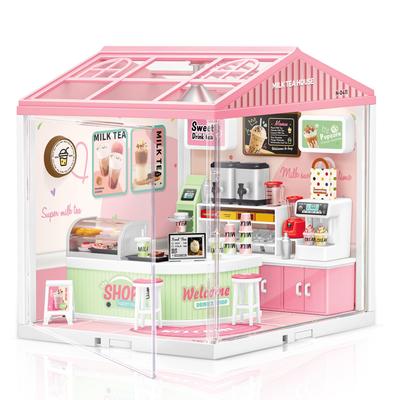 Hallisun Doe-het-zelf Miniatuur Huis Plastic Poppenhuis met Meubels Speelgoed Poppenhuis met USB Stofdichte Deksel en 3D Ambachtelijke Montage Speelgoed voor Kinderen Leeftijden en