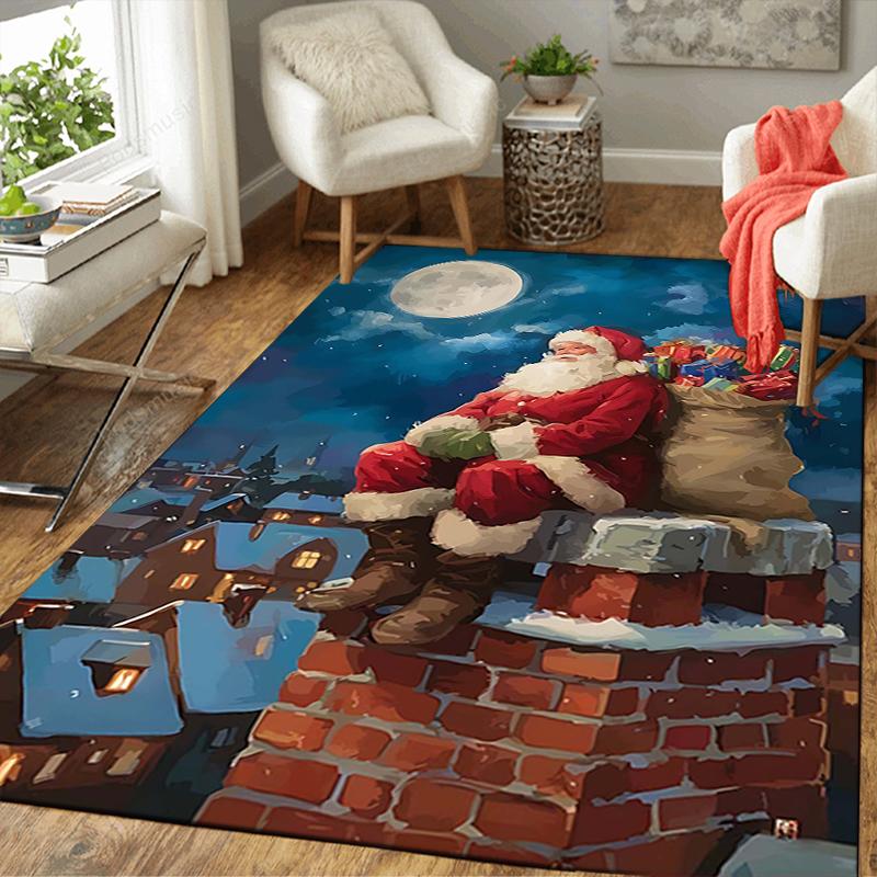 1Pc Santa Claus Chimney Rug Office Carpet Indoor Outdoor Doormat Nonslip Soft And Comfortable Living Room Christmas Halloween Gift D9188