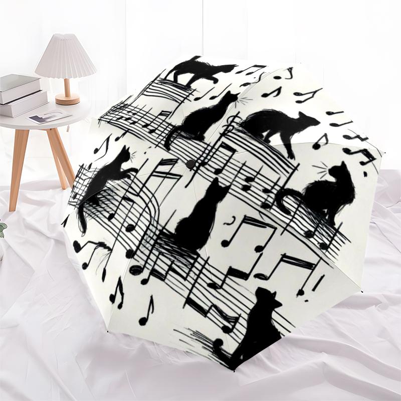 1PC Musical notes Umbrella Portable Folding Umbrella Iron Frame Hole Bone Structure Outdoor Home Umbrella A1
