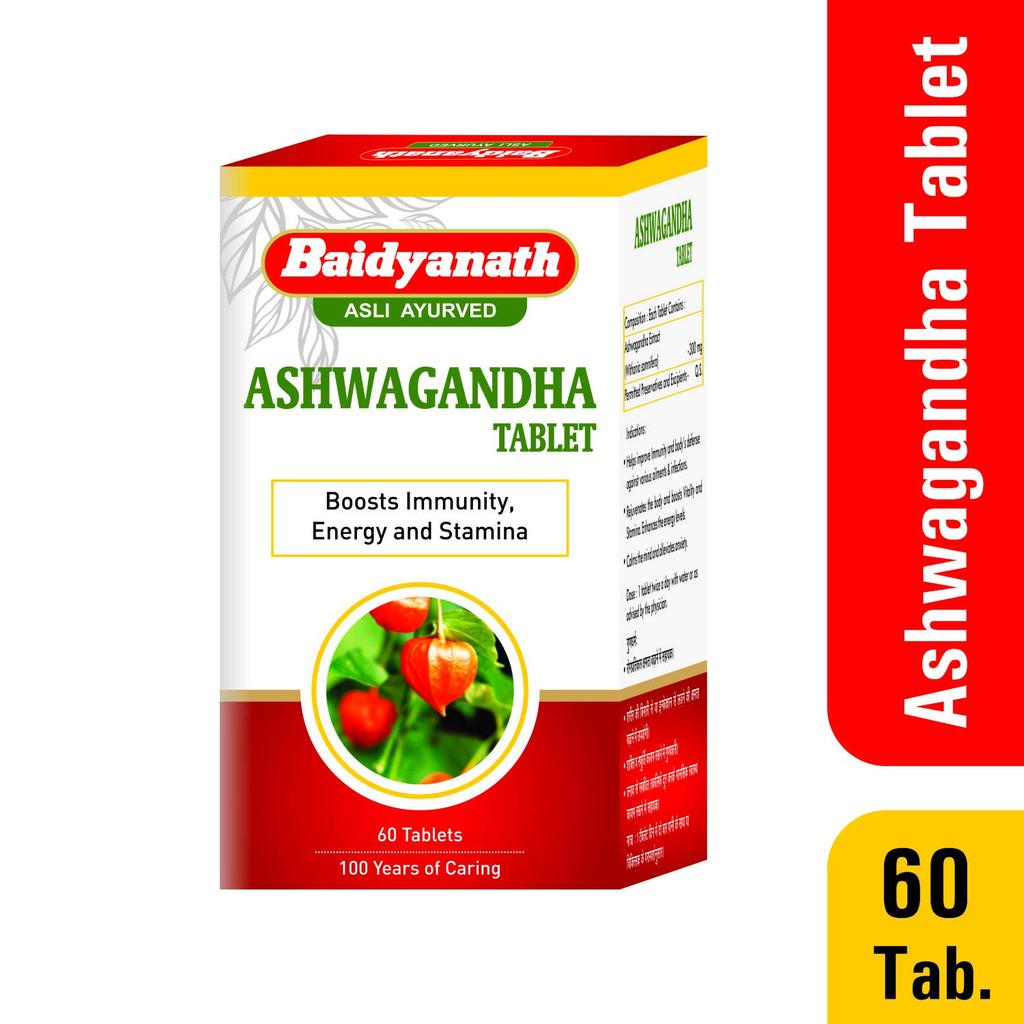 Baidyanath Ashwagandha Tablets 60 Count Herbal Supplement for Immunity Stress Relief and Mind Rejuvenation