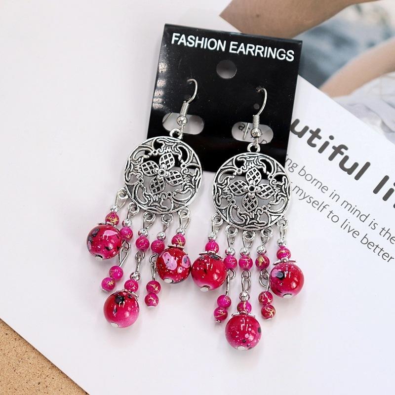 Retro Elegant Hollow Long Fringed Earrings Women's Simple Temperament Versatile Earrings Personalized Earrings