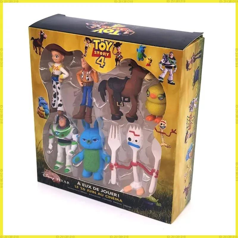 Pixar 7Pcs Toy Story 4 Action Figures Woody Jessie Buzz Lightyear Forky Pig Bear Figurine Model Doll Kids Christmas Gift