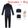 Anime Jujutsu Kaisen Gojo Satoru Cosplay Gojo Costume High School Uniforms Blue Suit Halloween Roleplay White Wig Eyelash
