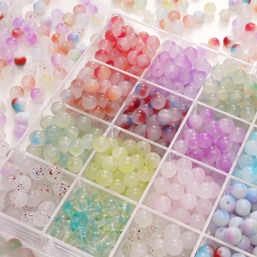 8mm Summer Dream Jelly Duplex Glass Round Beads Loose Beads DIY Handmade Bracelet Glaze Beading String Material Beads for Jewelry Making