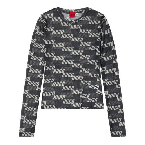 Hugo Womens/Ladies Lettering Slim Long-Sleeved T-Shirt