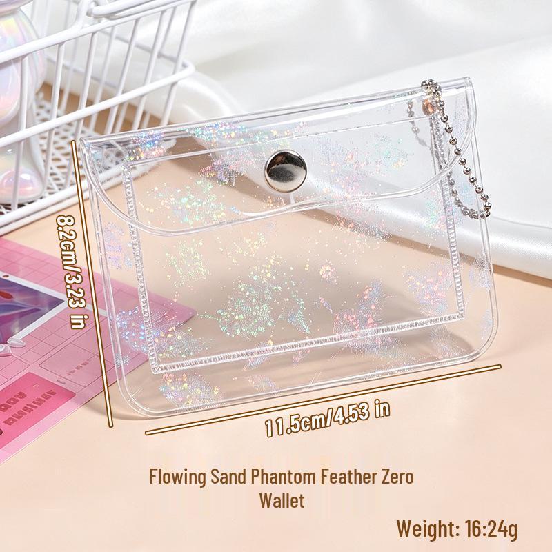 Starry Sky Glitter Card Holder: Transparent, Portable ID & Bank Card Cover with Coin Purse
