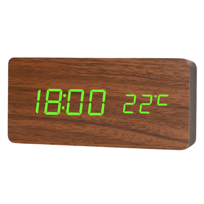 Silent LED Retro Wooden Alarm Clock - Creative and Luminous for Bedroom or Living Room