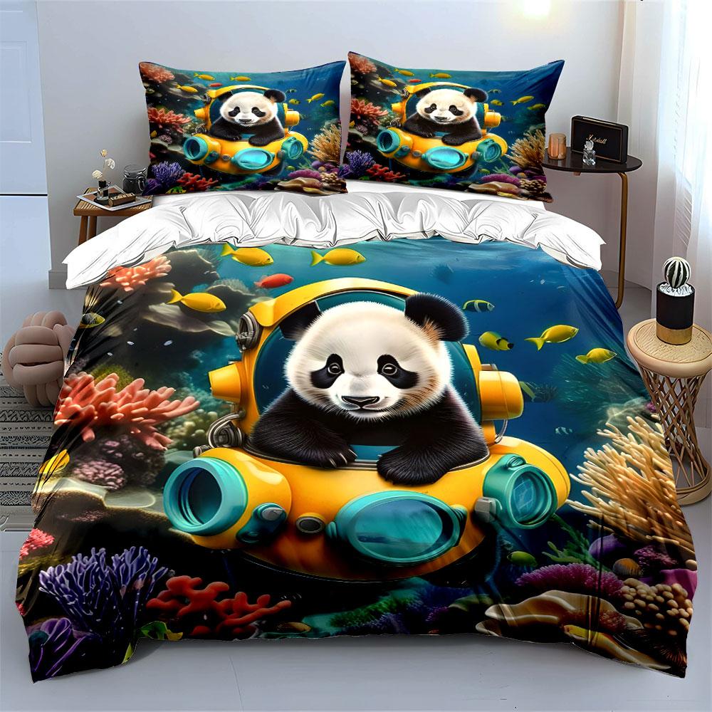 "Underwater panda adventure delight" Bedding sets Duvet covers Pillowcases(1* Duvet Cover 2* Pillowcases without duvet insert)