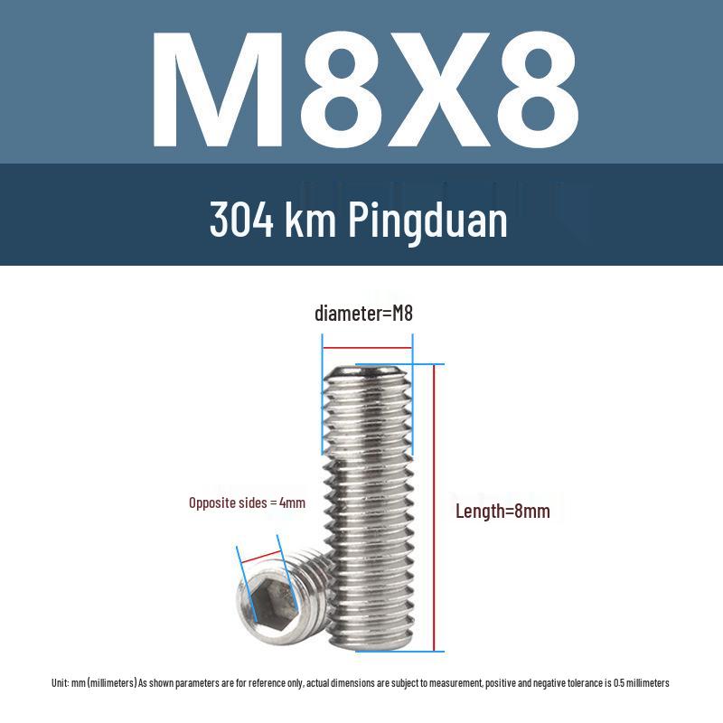 304 Stainless Steel M3-M8 Headless Hex Socket Screw