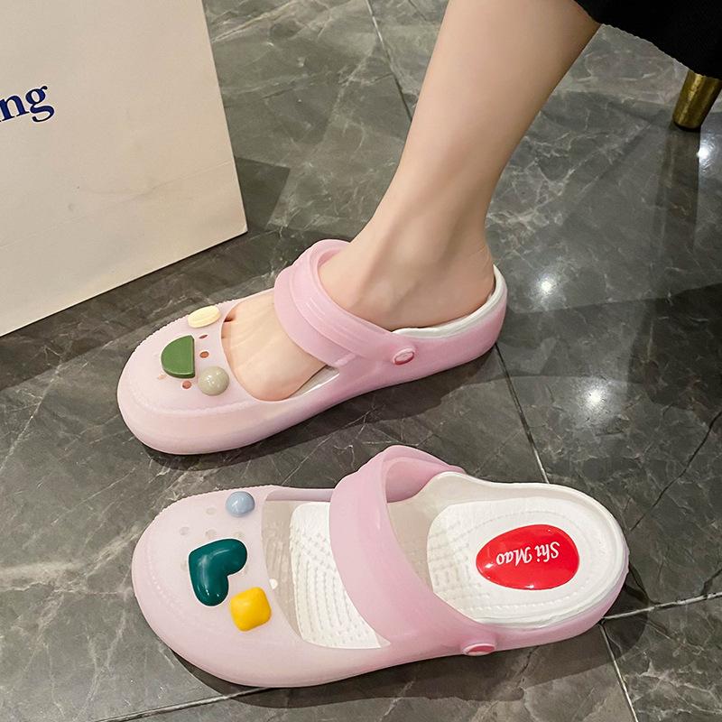 Mary Jane hole shoes women's 2 new summer outer wear bag head non-slip jelly sandals