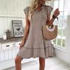 Bohemian Printed V-neck Tie Small Flying Sleeve Dress for Women