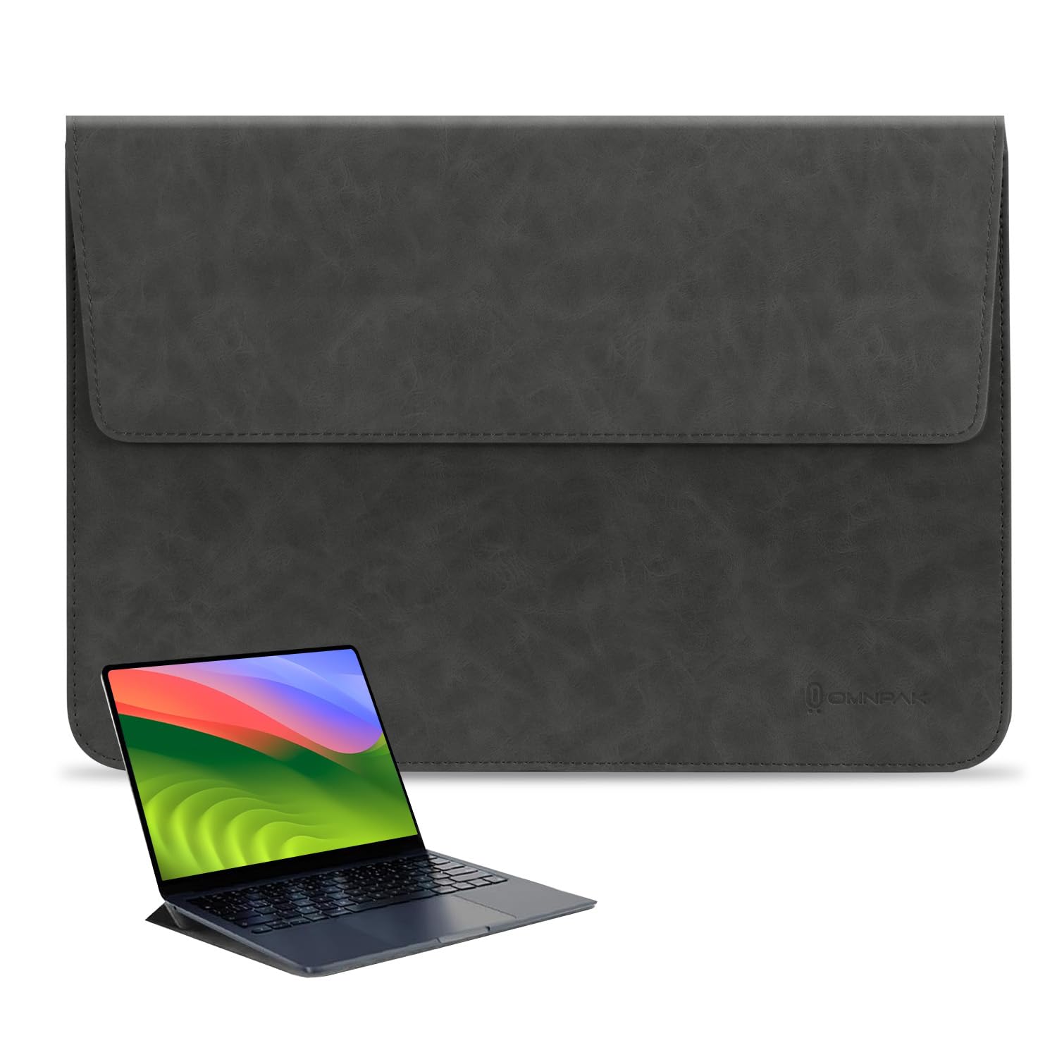 

Omnpak Складна підставка для ПК для MacBook Air MacBook Pro PC Surface Laptop Studio 2 Водонепроникний захисний чохол з внутрішньою сумкою 13-13,6-дюймовий M4/M3/M2/M1 чорний