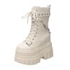 Mote 14CM Dame Høy Plattform Ankelstøvletter Høst Gotisk Stil Skinnsko Spenne Punk Motorsykkelstøvletter Rund Tå Chunky Sneakers