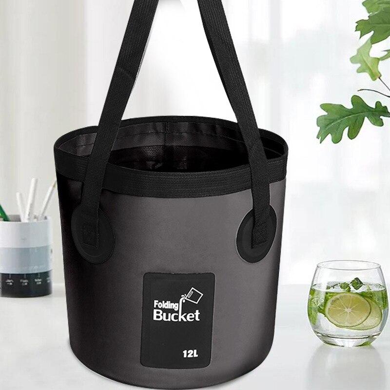 12L Black Portable Foldable Bucket Bucket Outdoor Travel Water Storage Bag Waterproof Water Bag Fishing Articles