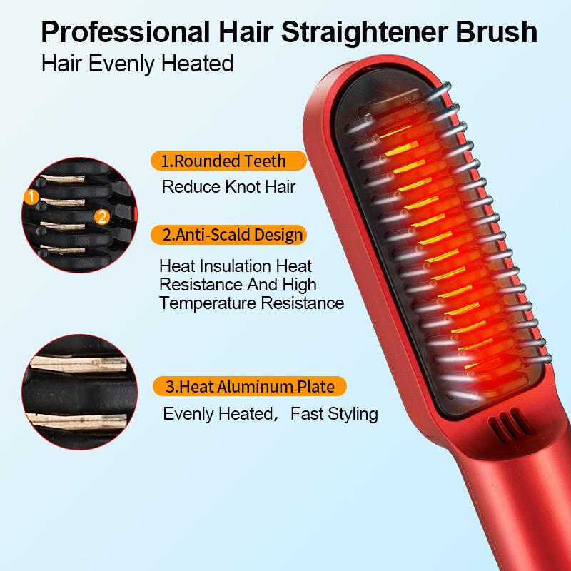Mini hair straightener USB wireless rechargeable curling double use hair straightener curly hair styling comb