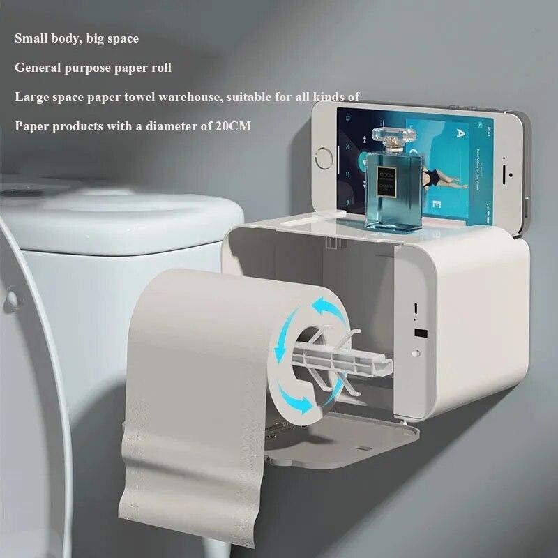 Induction Toilet Paper Holder Shelf Automatic Paper Out WC Paper Rack Wall-Mounted Toilet Paper Dispenser Bathroom Accessories