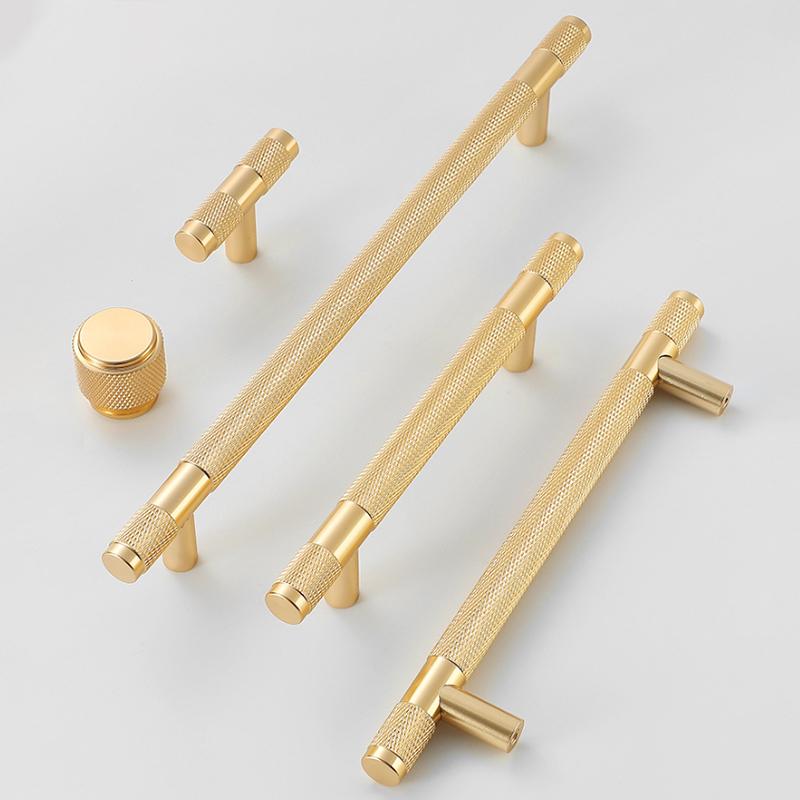 Goldene Rändelgriffe für Schrank und Schublade Aluminiumlegierung Kleiderschrankgriffe Küchenschrankgriffe Rändel-Schubladengriffe