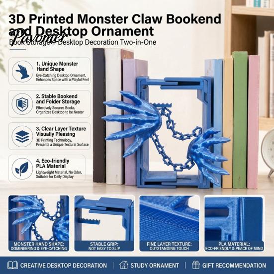 Creative Monster Bookends Flying Dragon Bookend, 3D Printed PLA Fantasy Decorative Book Stand, Gothic Style Display Shelf Stabilizers Heavy