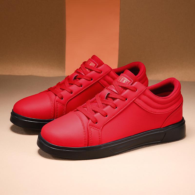 Spring Men's Red Sneakers Designer Skateboard Shoes Man Shoes Black Leather Sneakers Unisex Flat Casual Shoes Men Sneakers