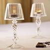 1PC Vintage-Inspired Glass Table Decoration Desk Lamp Shaped European Transparent Glass Candle Holder Glass 18.5x8.5cm