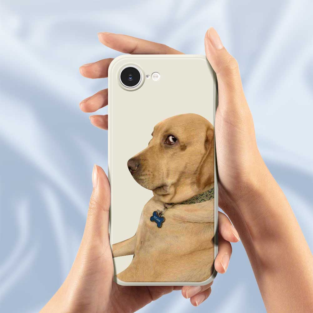 For iPhone 16e Case Yellow Dog Pattern Printing Straight Edge TPU Phone Back Cover