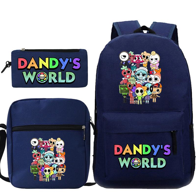 Neue Dandy-Welt Peripherie Druck Schultasche Student Lässige Federtasche Umhängetasche Dreiteiliges Set