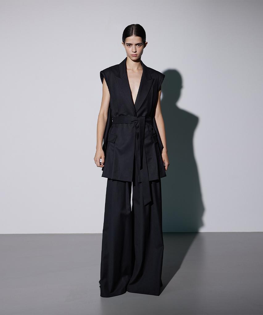 Meuameu Layered Pin Tuck Slacks