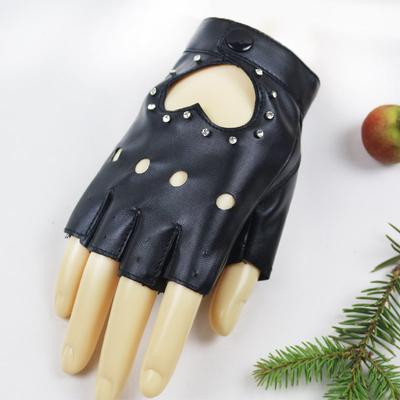 Women's Half-finger Leather Gloves, Peach Heart Nails Upgraded Imitation Leather DS Performance Gloves,
