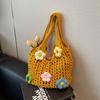 Large Capacity Hollow Knitted Bag Women's Summer New Versatile Single Shoulder Mother and Child Bag Woven Tote Bag