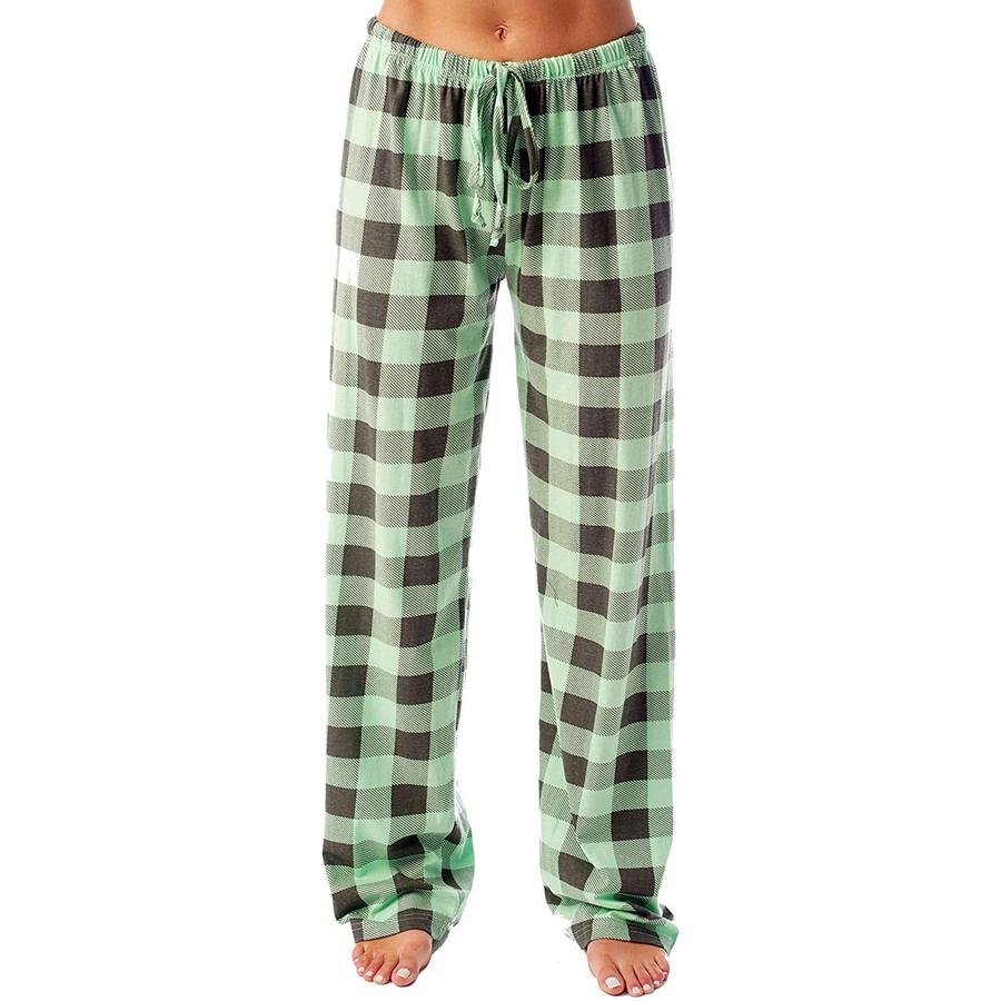 Women's Spring/Autumn Tie-Waist Plaid Printed Pants Casual Trousers Loungewear Pants