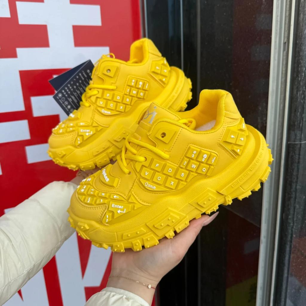 Women's Sports Shoes Keyboard Shape Lace Up Thick Sole Trend Women Shoes 2025 Creativity Leisure Personality Zapatillas De Mujer