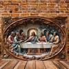 2d Flat 30*20cm, Religious Themed Wooden Wall Art: The Last Supper Scene, Christian Decor, for Kitchen, Garden, Bedroom, Cafe, Bar.