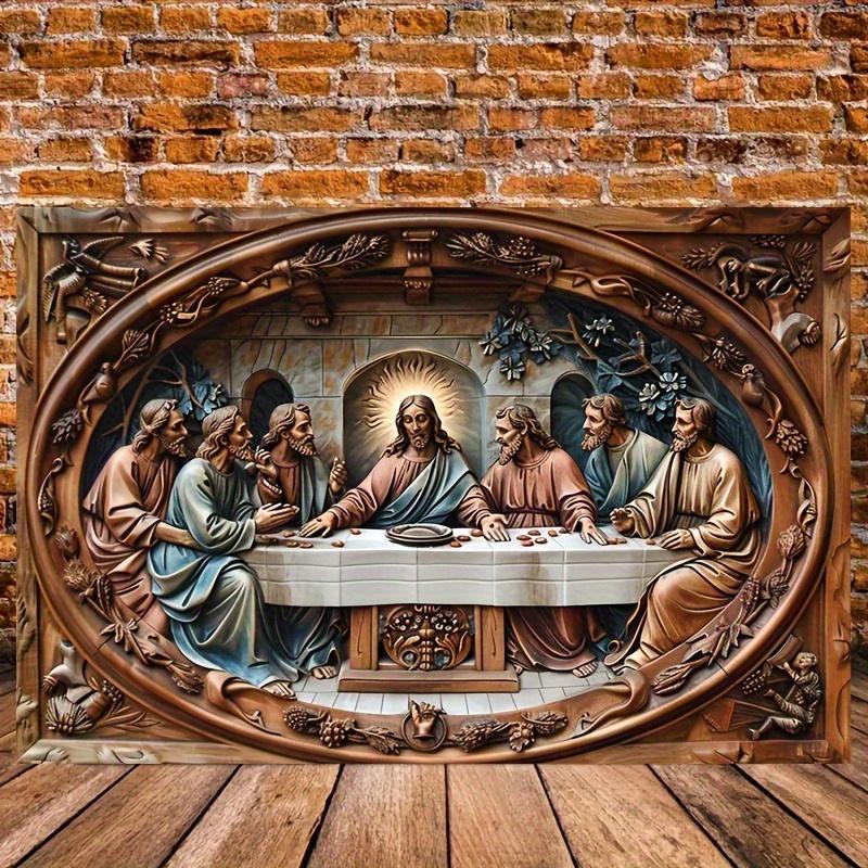 

2d Flat 30*20cm, Religious Themed Wooden Wall Art: The Last Supper Scene, Christian Decor, for Kitchen, Garden, Bedroom, Cafe, Bar. 30*20cm