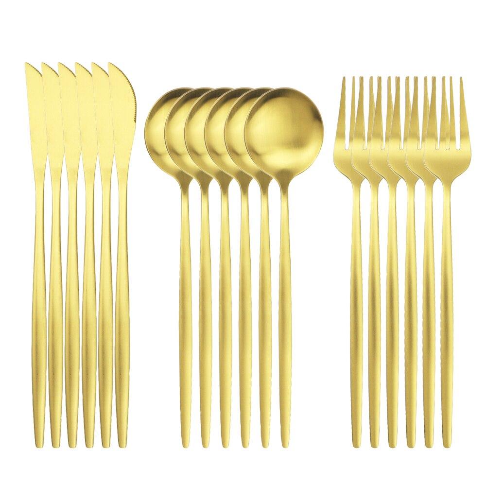 18pcs Colorful Cutlery Set Tableware Set Stainless Steel Dinner Knife Fork Spoon Matte Polishing Dinnerware Set