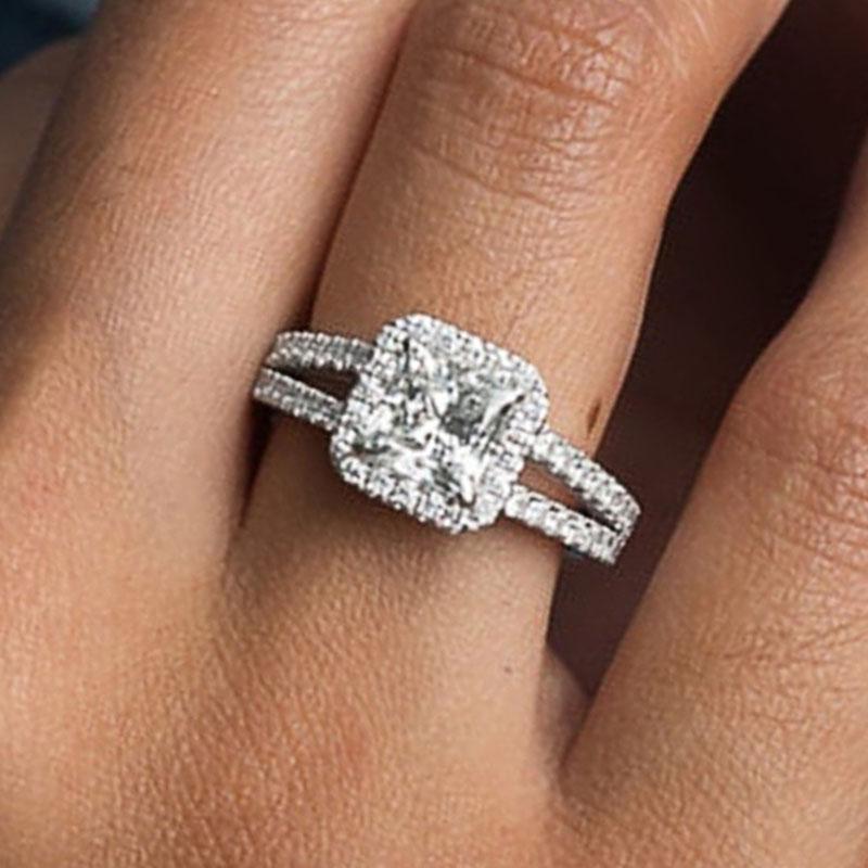 

2026 Geometric Cubic Zirconia Crystal Rings for Women Temperament Bridal Wedding Accessories Luxury Female Party Zircon 10